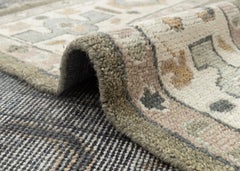 8x10 Muted Sage and Ivory Vintage Turkish Oushak Handwoven Wool Rug ( G-14645 )