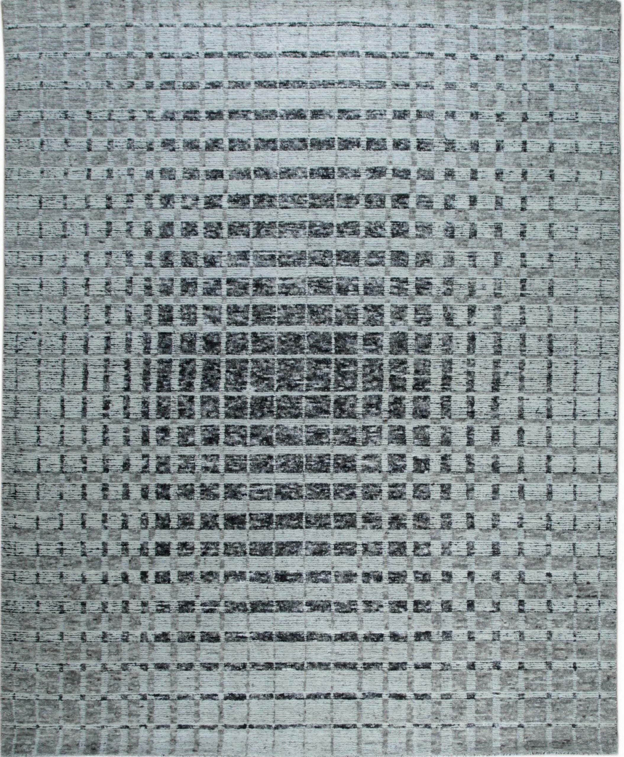 8x10 Nadia Ava Gray Traditional Solid Geometric Handmade Wool Carpet Rug