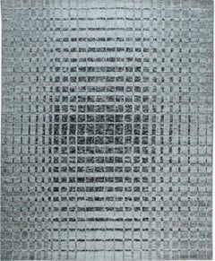 8x10 Nadia Ava Gray Traditional Solid Geometric Handmade Wool Carpet Rug