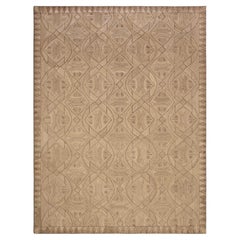 8x10 Natural Beige with Tribal Geometric Motifs Custom Handwoven Abaca Rug