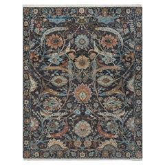 8x10 Navy Authentic Persian Kerman Sickle Hand Knotted Wool Rug ( JC - 7300 )