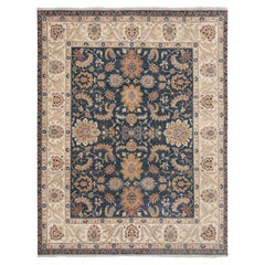 8x10 Navy Cream Persian Sickle Hand Knotted Oriental Rug ( G-12270)