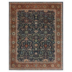 8x10 Navy Handwoven Persian Heriz Style Rug ( G -13401 )