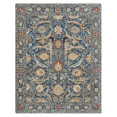 8x10 Navy Persian Kerman Sickle Hand Knotted Rug ( G-14104 )