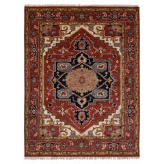 8x10 Navy Red Persian Serapi Traditional Hand Knotted Wool Rug ( Mt - 51 )