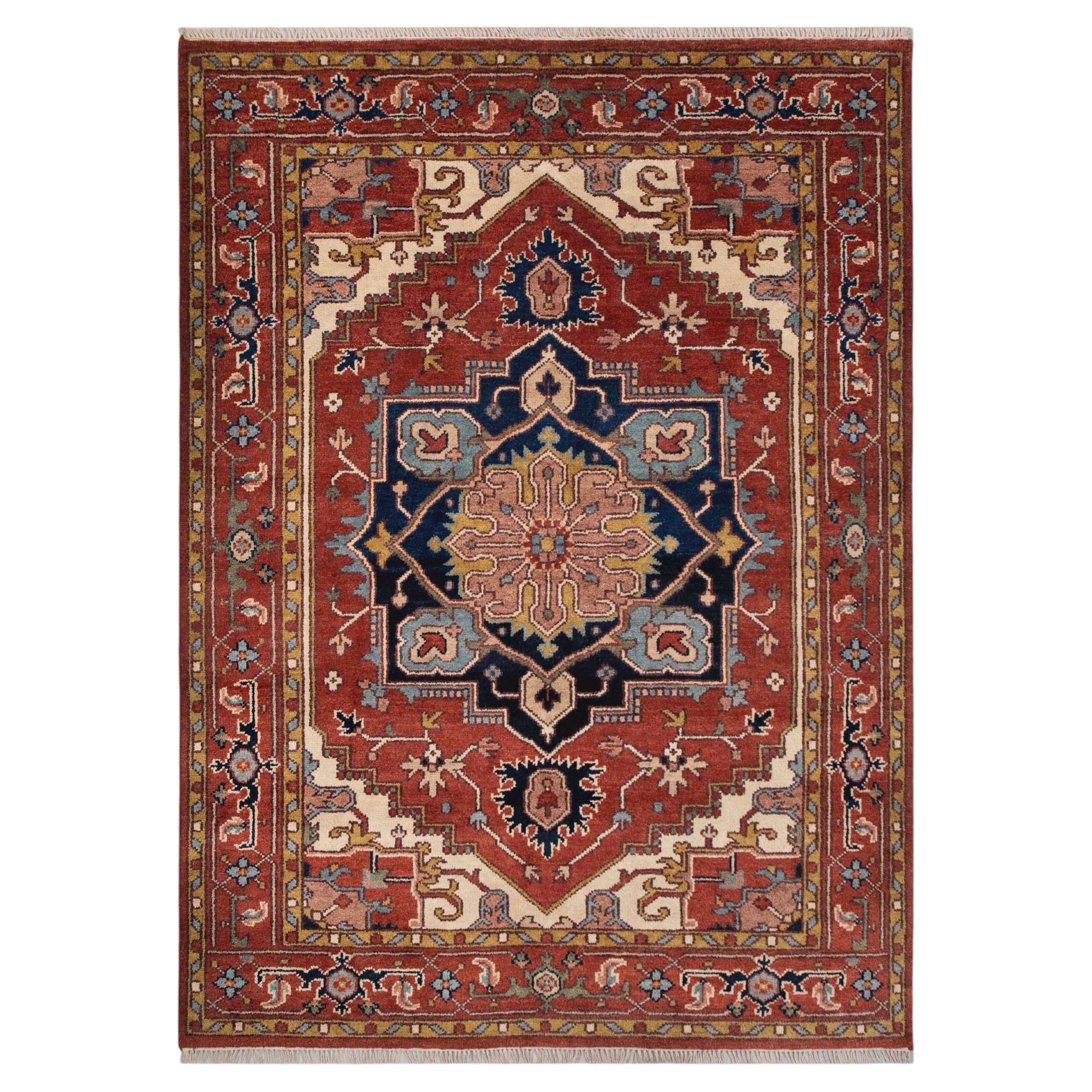 8x10 Navy Red Persian Serapi Traditional Hand Knotted Wool Rug ( Mt - 52 / 53 )