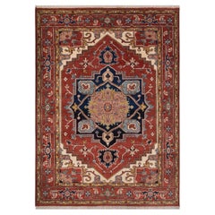 8x10 Navy Red Persian Serapi Traditional Hand Knotted Wool Rug ( Mt - 52 / 53 )