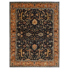 8x10 Navy Rust Persian Inspired Fine Weave Hand Knotted Rug ( G - 12121 )