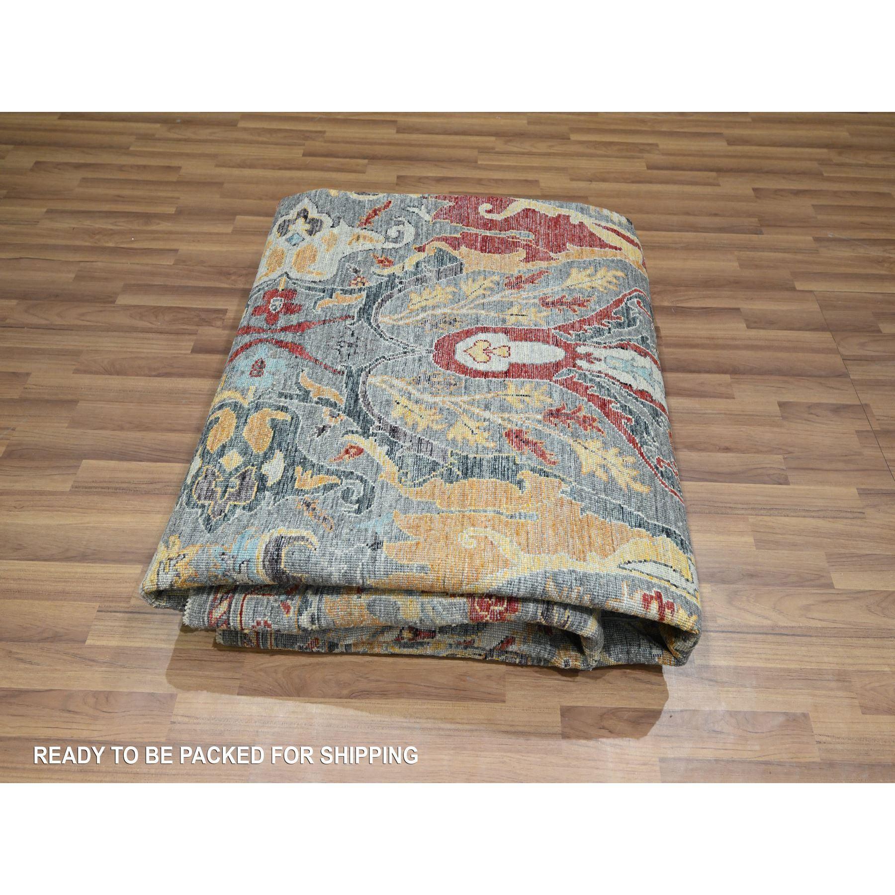 8'x10' Neutral Grau Bijar Garus Design Pastellfarben Handgeknüpfter Wollteppich im Angebot 2