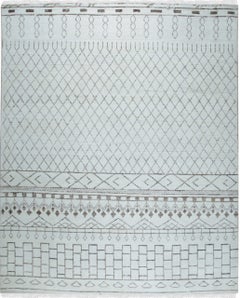 8x10 New Jasmine Moroccan Beni Ourain Design Ivory Hand Knotted Wool Carpet Rug