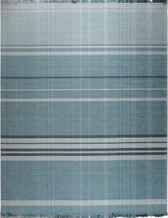 8x10 Opulent Majestic Blue Kilim Geometric Modern Flatweave Wool Carpet Rug