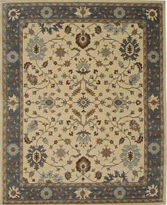8x10 Opulent Oushak Ivory Floral Modern Hand Knotted Wool Room Size Carpet Rug