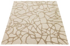 8x10 Organic Hand-Tufted Wool Area Rug - Sand & Cream Modern Abstract