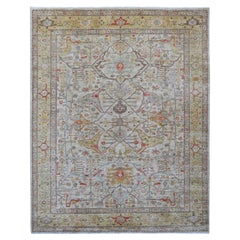 8'x10' Austerngrauer Peshawar mit Bijar Garus Design Handgeknüpfter Wollteppich