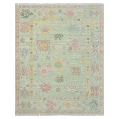 8x10 Pastel Oushak Floral Medallion Hand Knotted Oushak Rug ( JC-13097 )