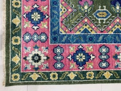 8x10 Penelope Kazak Green Geometric Modern Hand Knotted Wool Carpet Rug