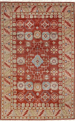 8x10 Penelope Traditional Coral Geometric Medallion Hand Knotted Wool Carpet Rug