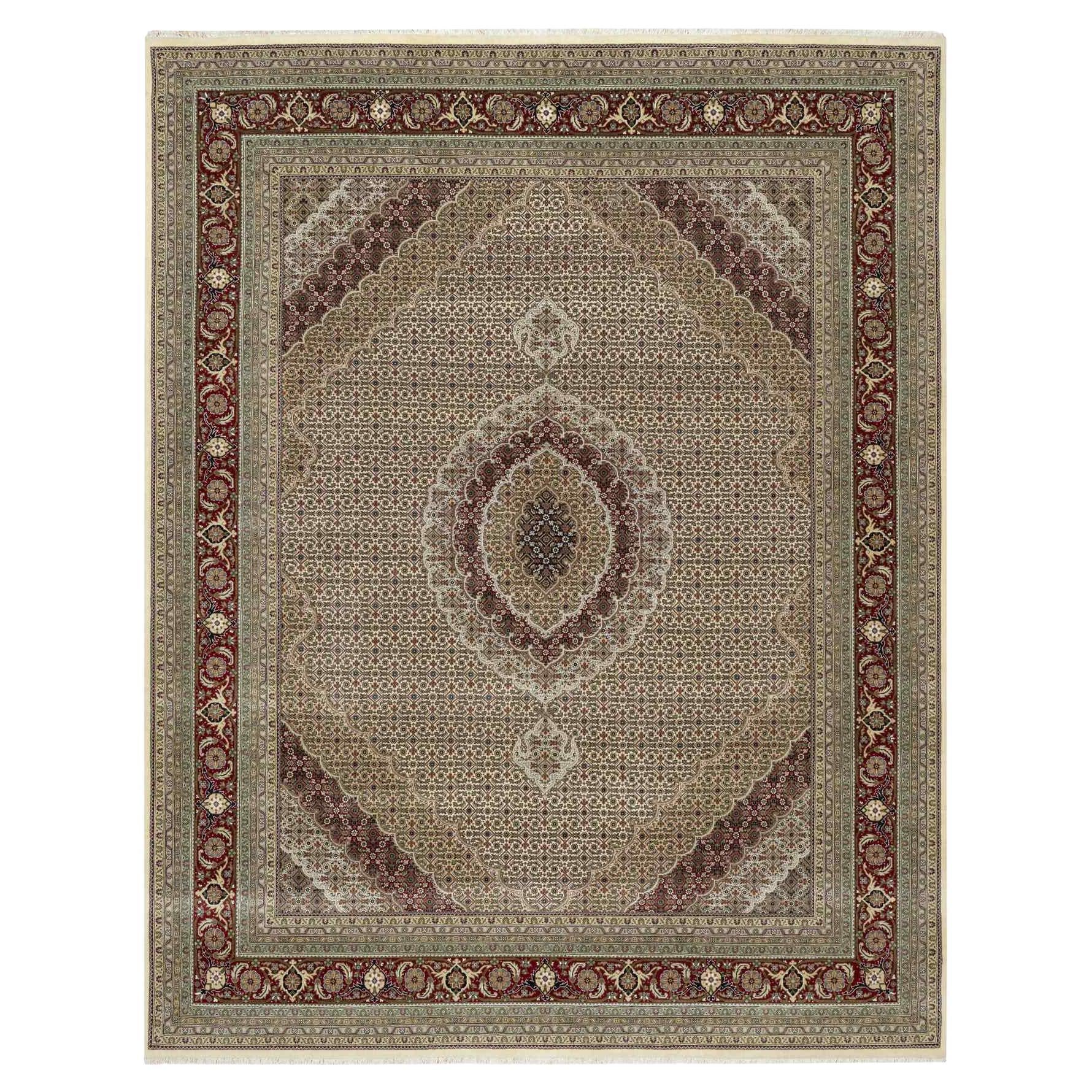 8
x10
 Photon Weiß, Super Mahi, Handgeknüpft, Wolle Seide, 250 KPSI Teppich im Angebot