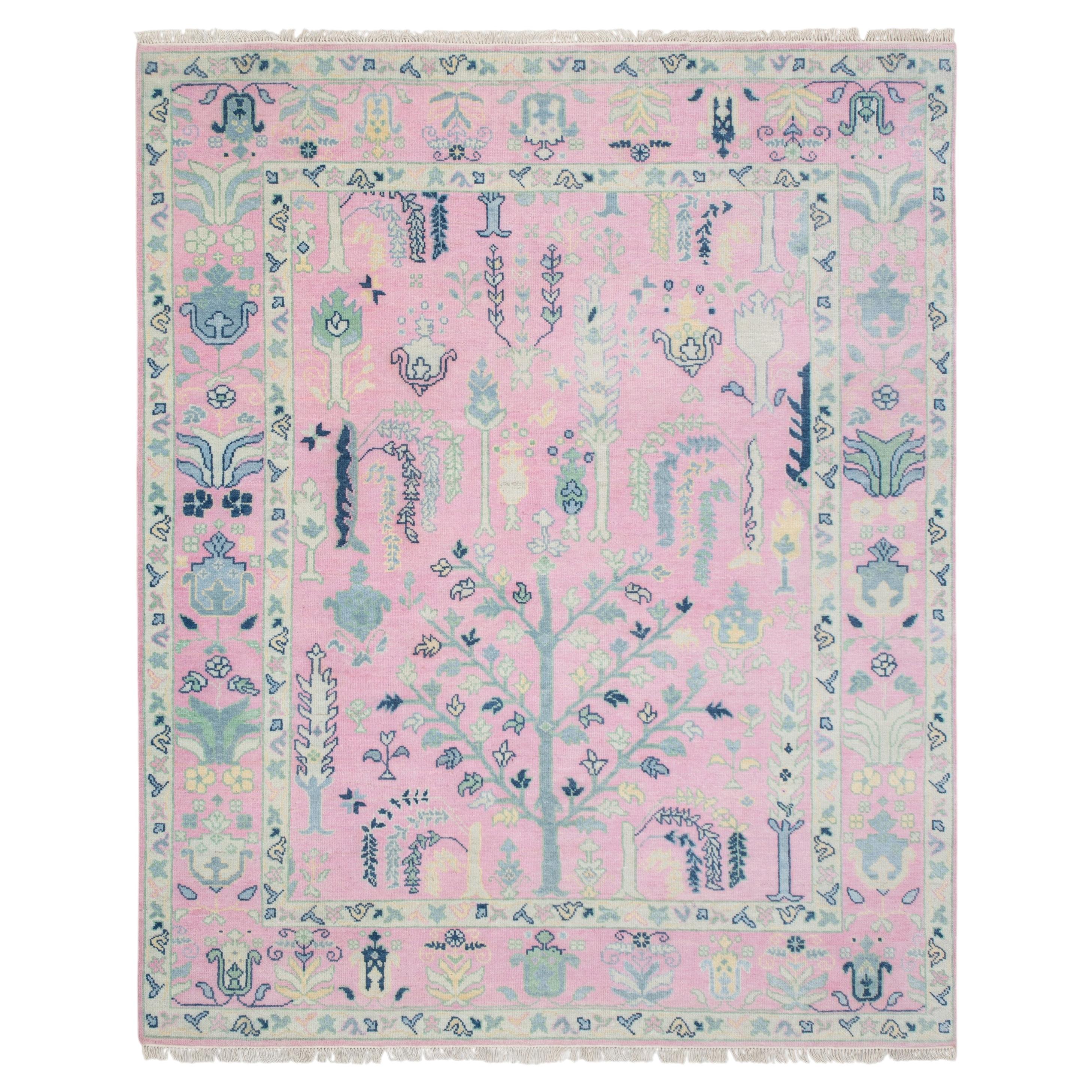 8x10 Pink Turkish Oushak Hand Knotted Wool Rug ( JC-8206 )