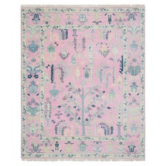 8x10 Rosa Türkisch Oushak Handgeknüpfter Wollteppich ( JC-8206 )