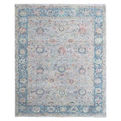 8'x10' Pink Wool Hand Knotted Ziegler Mahal Design Zero Pile Distressed Rug