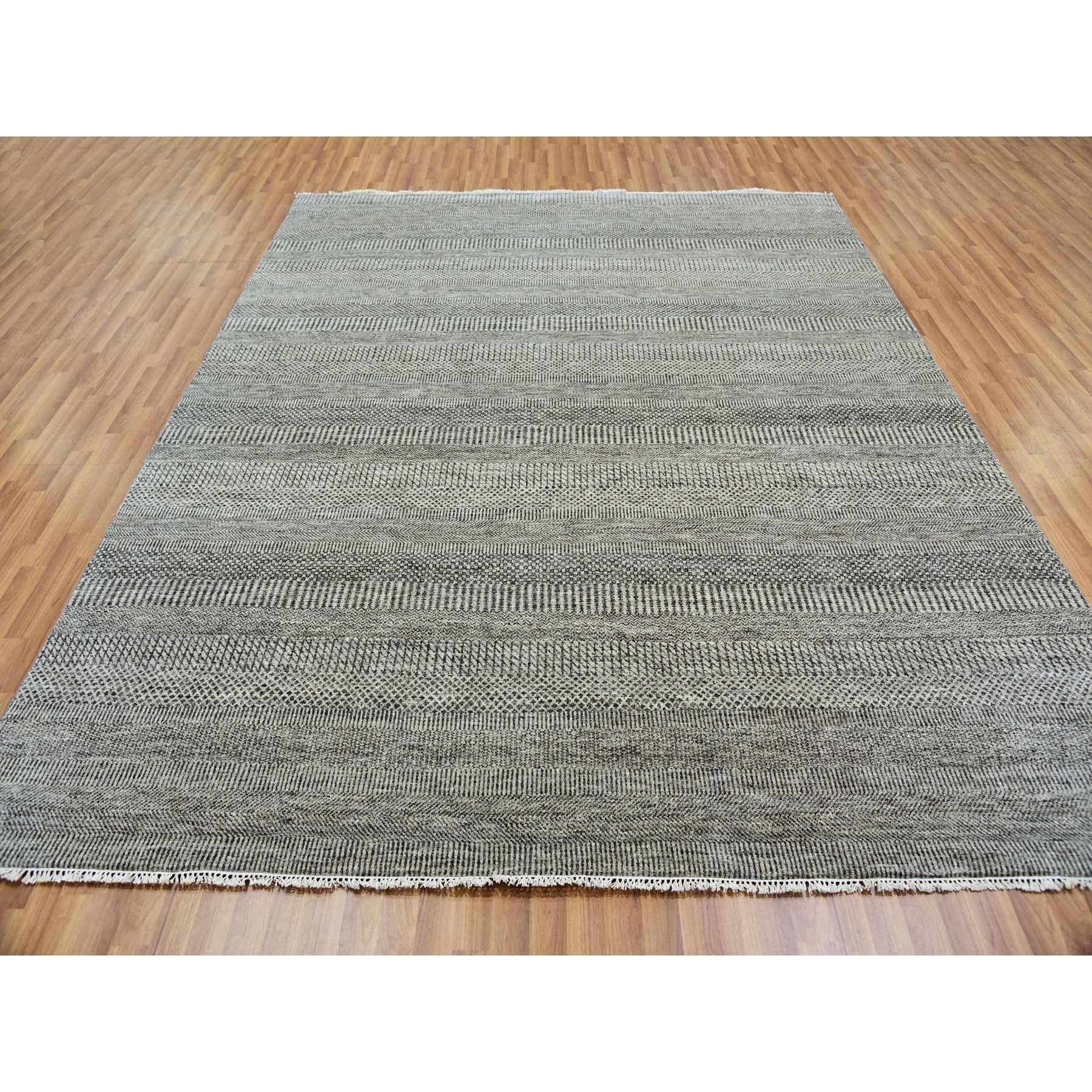 8'x10' Power Gray, handgeknüpfter, moderner Grasdesigner, Bio-Wollteppich (Moderne) im Angebot