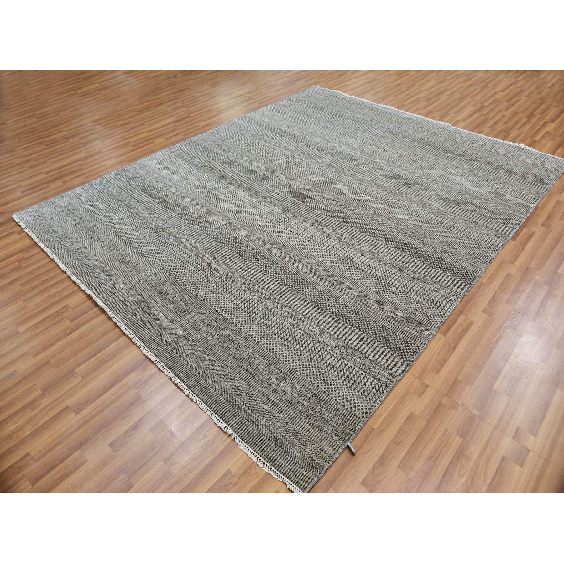 8'x10' Power Gray, handgeknüpfter, moderner Grasdesigner, Bio-Wollteppich (Indisch) im Angebot