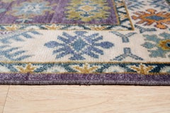 8x10 Purple Hand-Knotted Wool Floral Constellation Traditional Carpet Rug