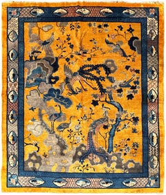 8X10 Rare Antique Art Deco Chinese Rug Bird Tree of Life Yellow 246cmx295cm