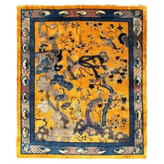 8X10 Rare Antique Art Deco Chinese Rug Bird Tree of Life Yellow 246cmx295cm