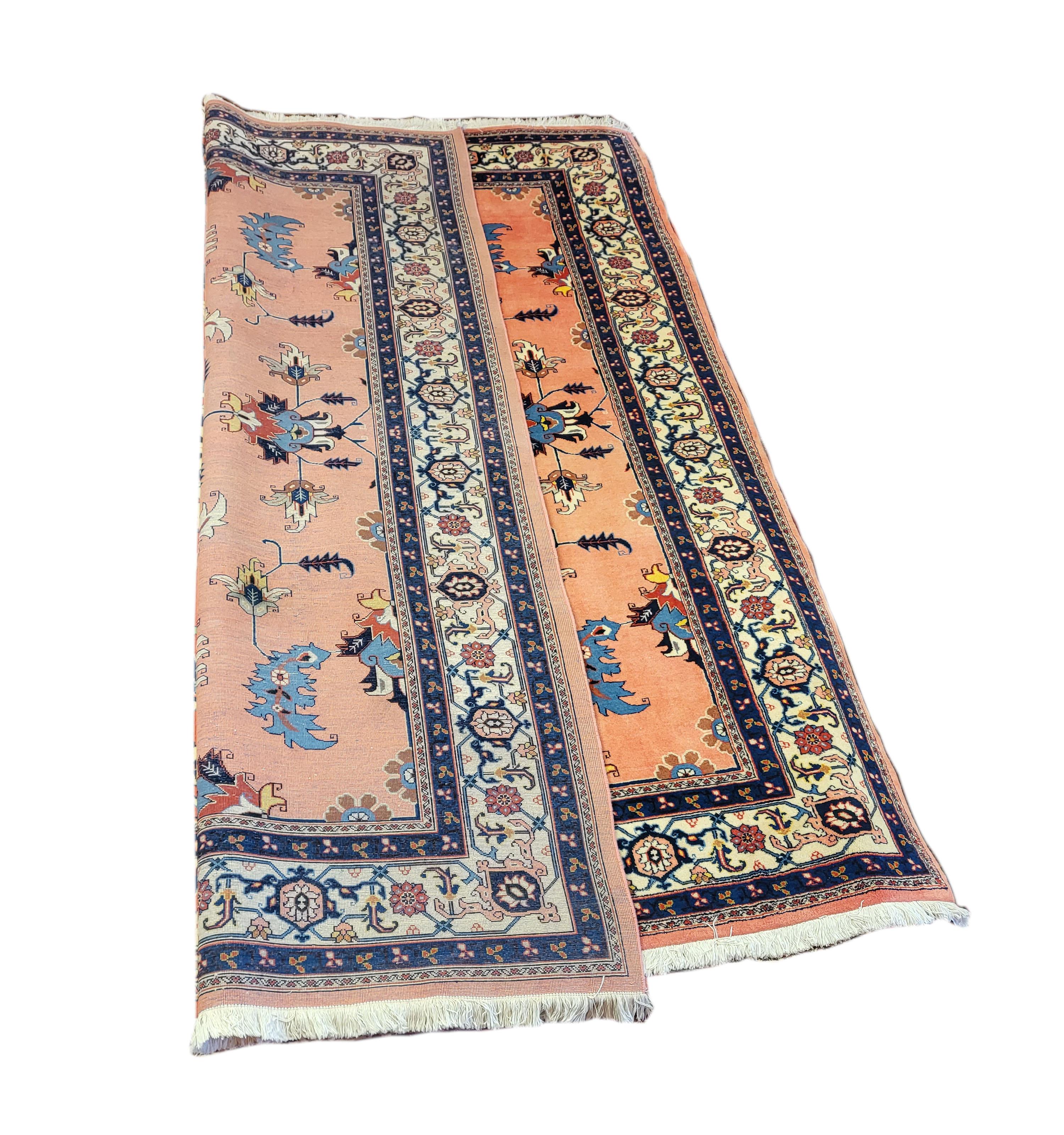 Incredibly rare 60's Persian Heriz. This is a Heriz like no other! Heriz rugs are the most popular Persian rug in the world. If you want a Heriz that stands out, then this is the rug for you! It's rare to see pink in Persian rugs, especially in a