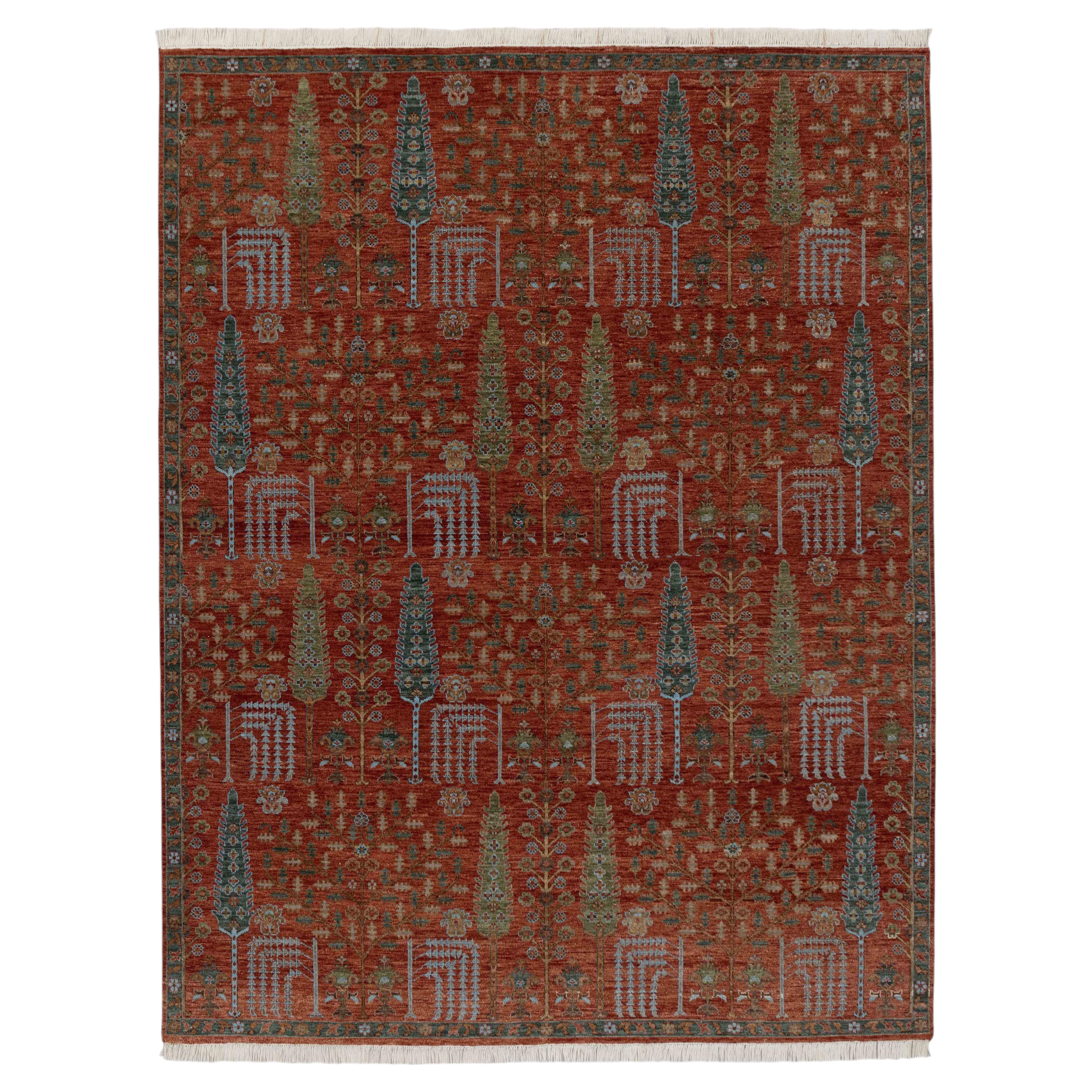 8x10 Red Cypress Tree Of Life Persian Rug ( JC-7188 ) For Sale