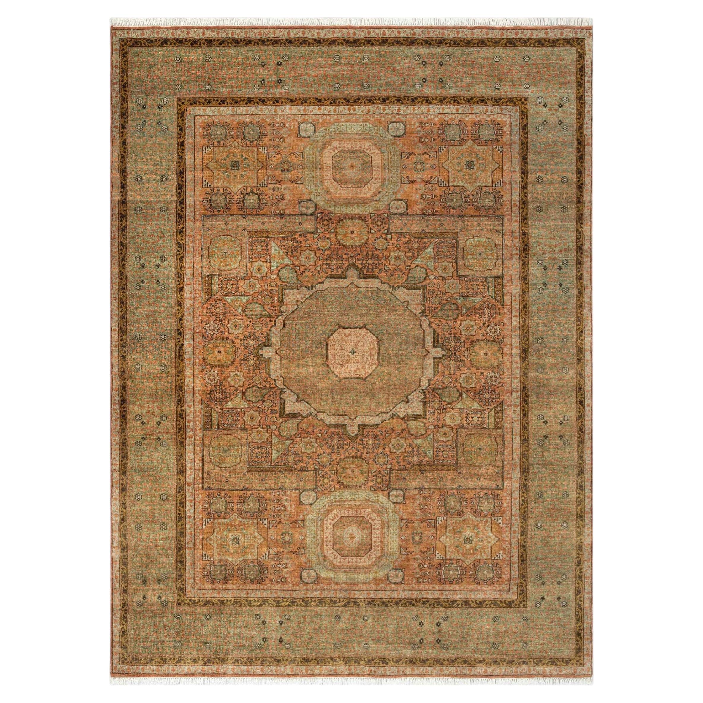 8x10 Red Green Mamluk Persian Hand Knotted Wool Rug ( G-13555)