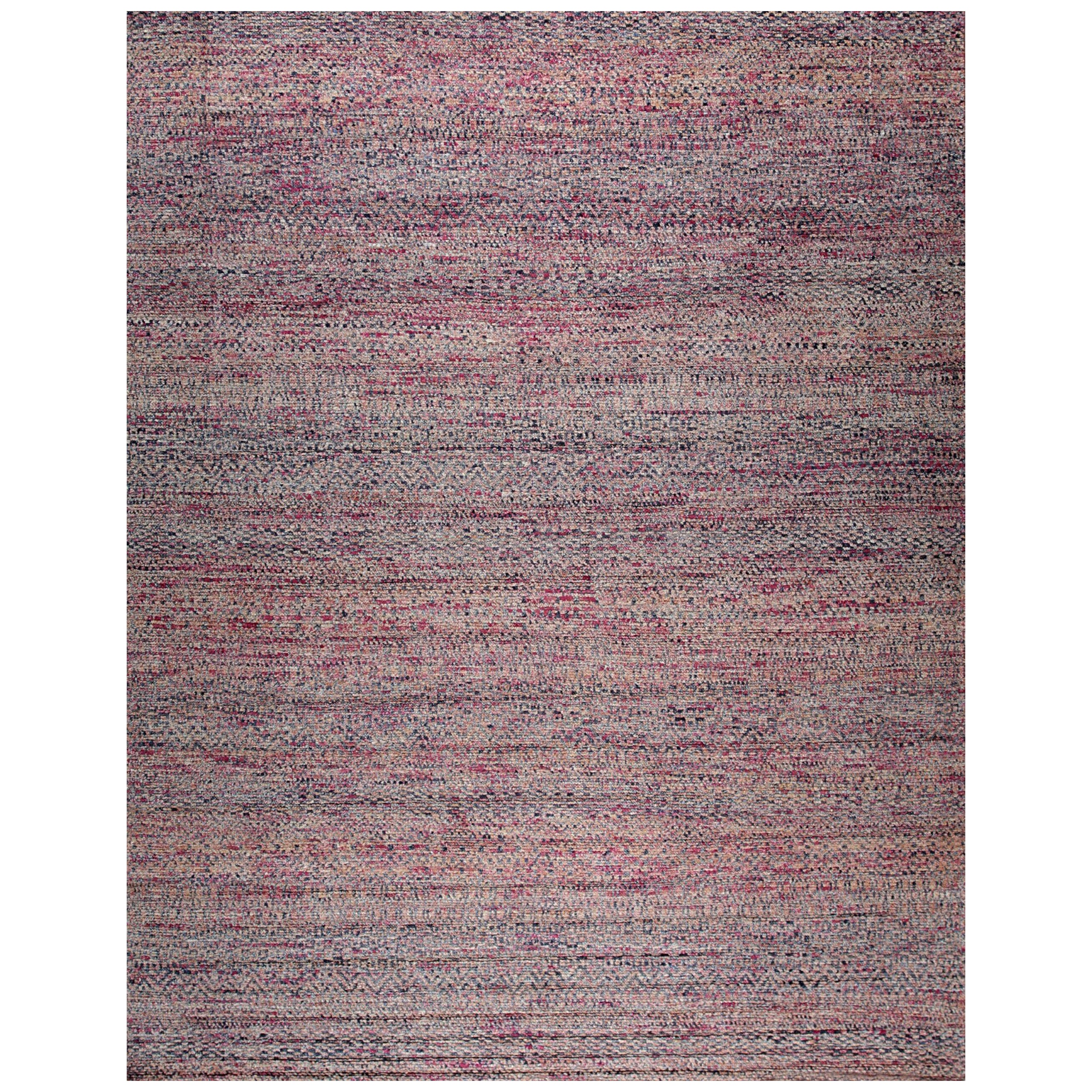 8x10 Red Hand-Knotted Silk Subtle Striations Geometric Modern Carpet Rug