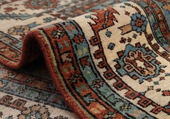 8x10 Red Ivory Persian Serapi Hand Knotted Wool Rug ( G-12217 )