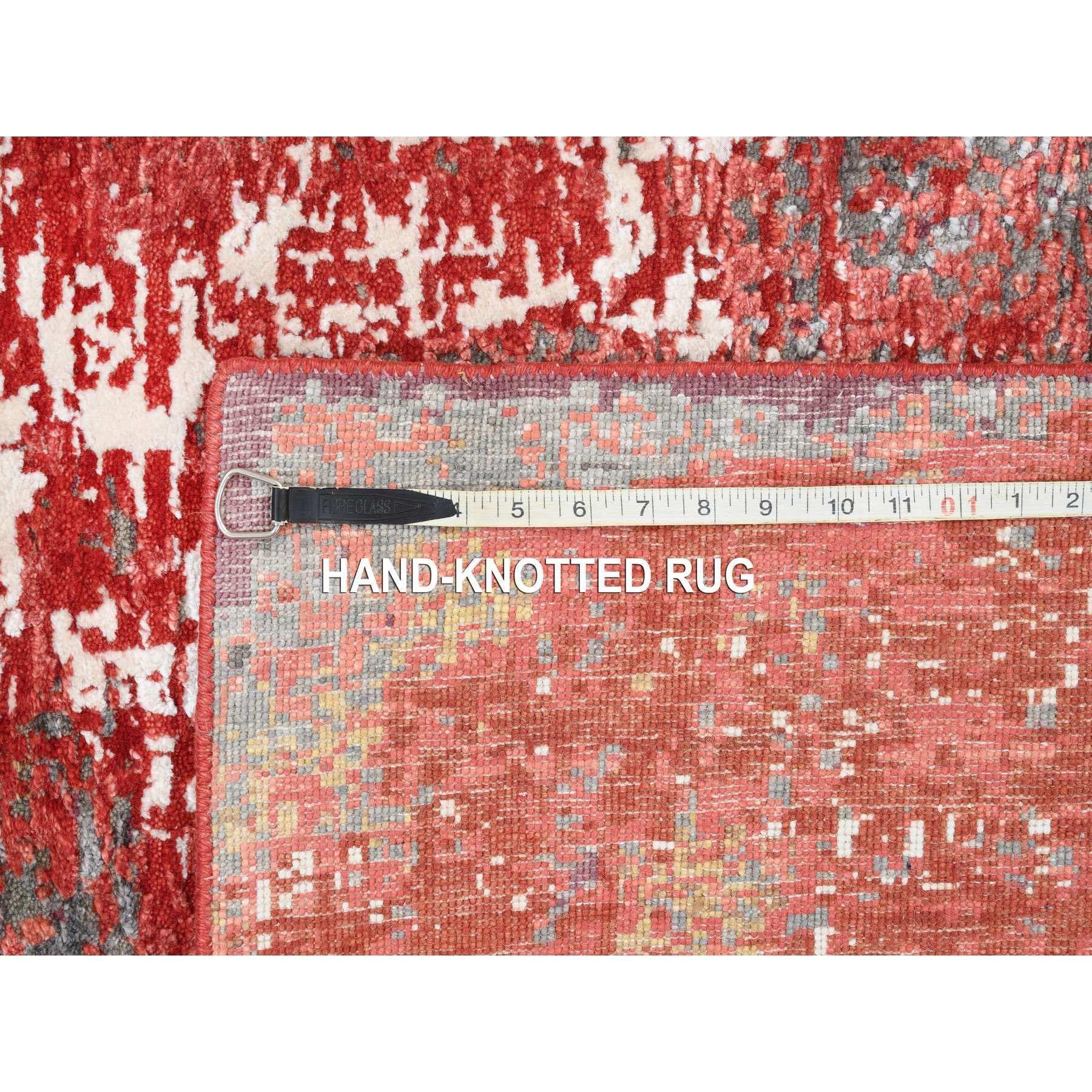 8'x10' Red Modern Design Nepale Weave Wool and Silk Hand Knotted Rug For Sale 6