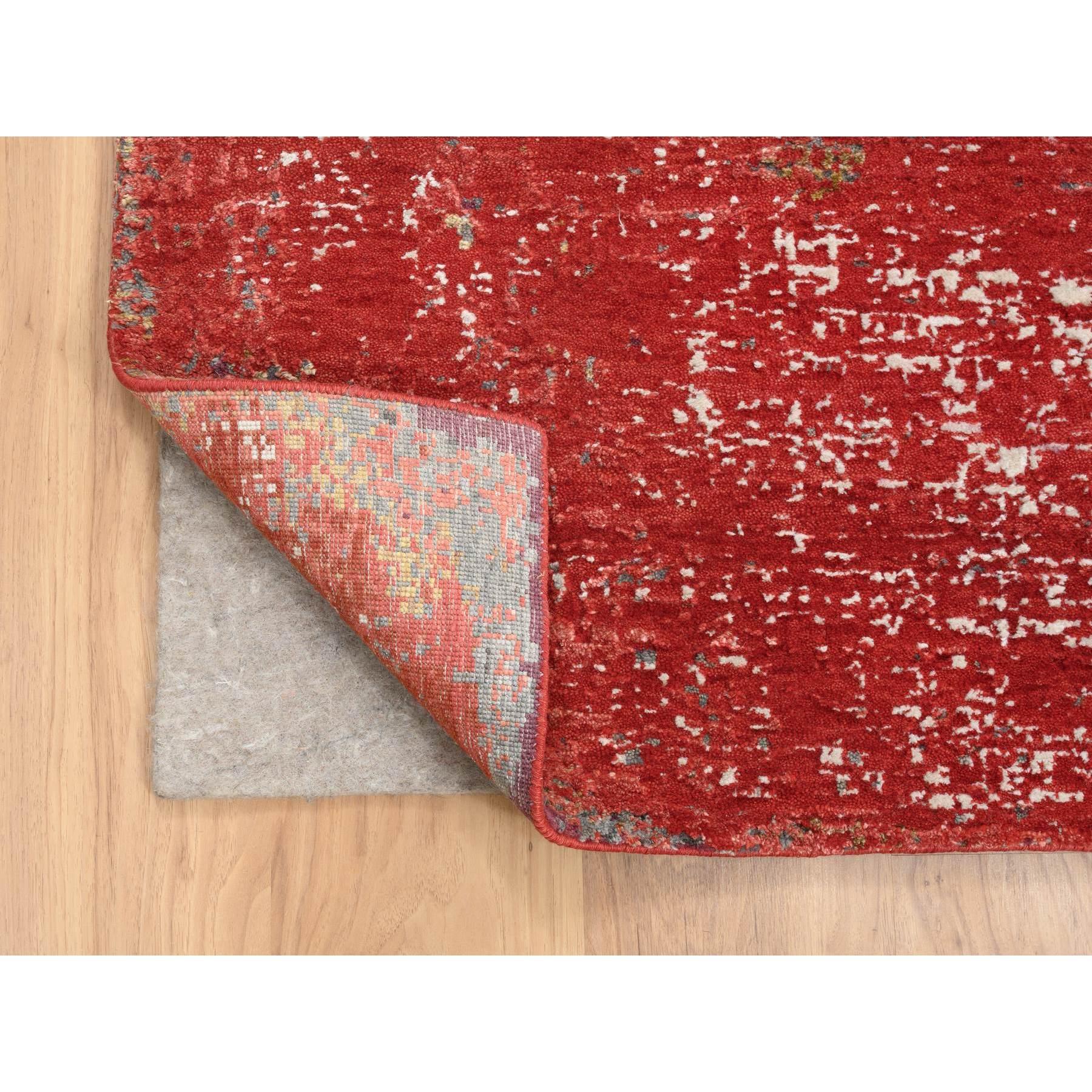 8'x10' Red Modern Design Nepale Weave Wool and Silk Hand Knotted Rug In New Condition For Sale In Carlstadt, NJ