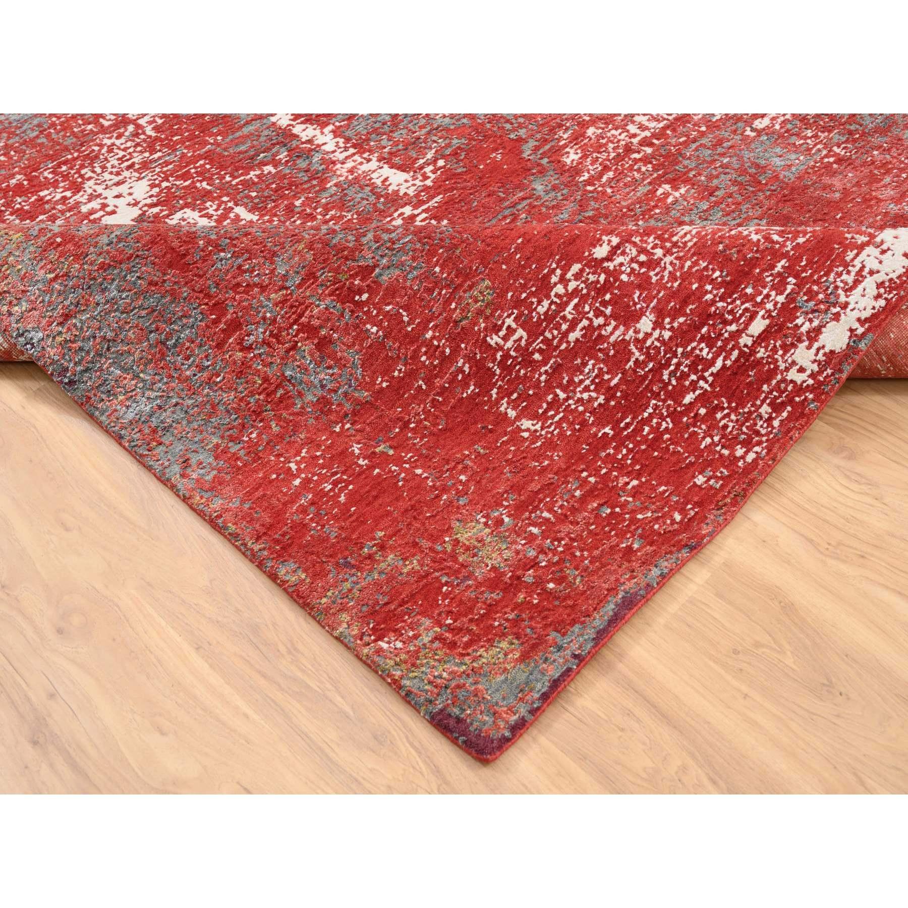 8'x10' Red Modern Design Nepale Weave Wool and Silk Hand Knotted Rug For Sale 1