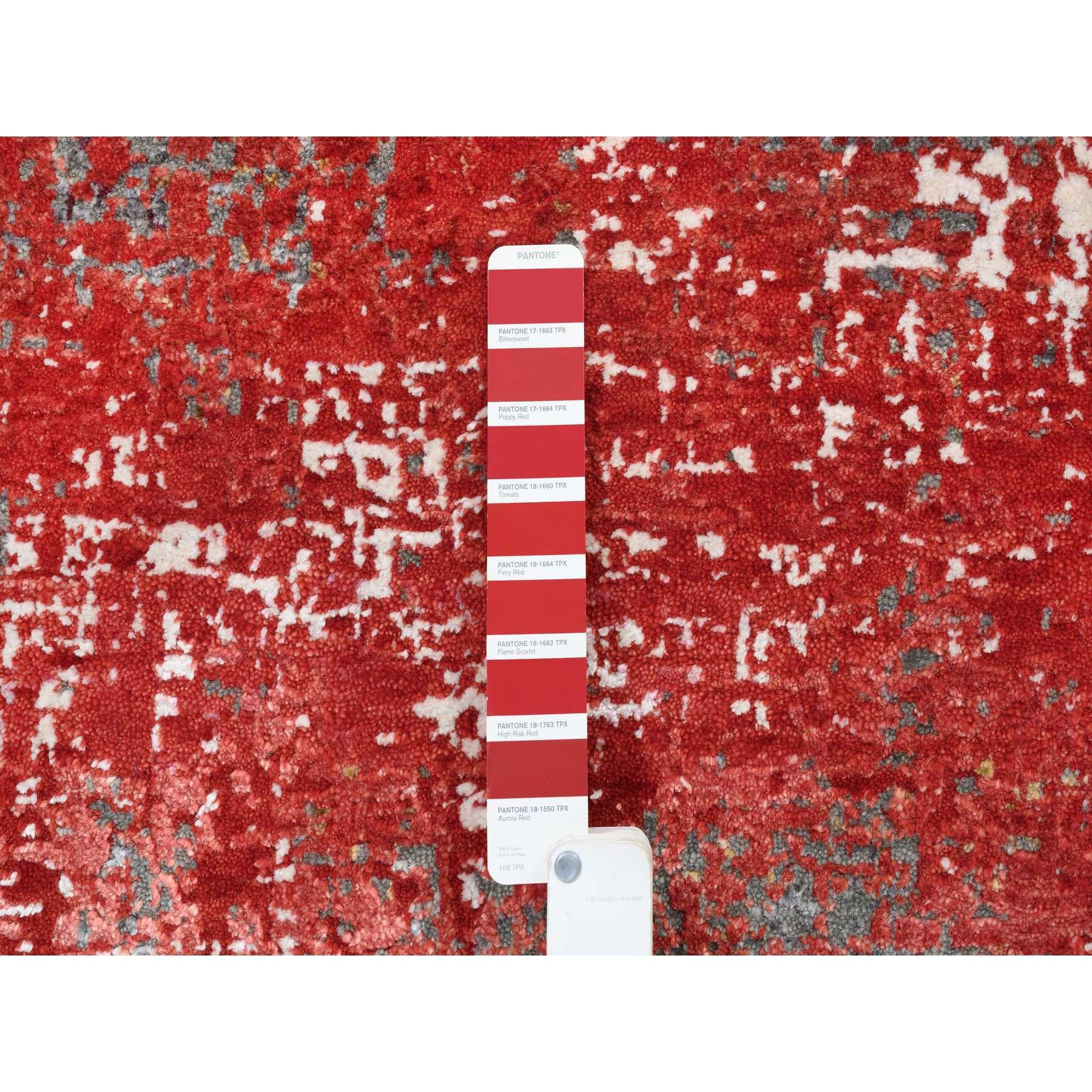 8'x10' Red Modern Design Nepale Weave Wool and Silk Hand Knotted Rug For Sale 2