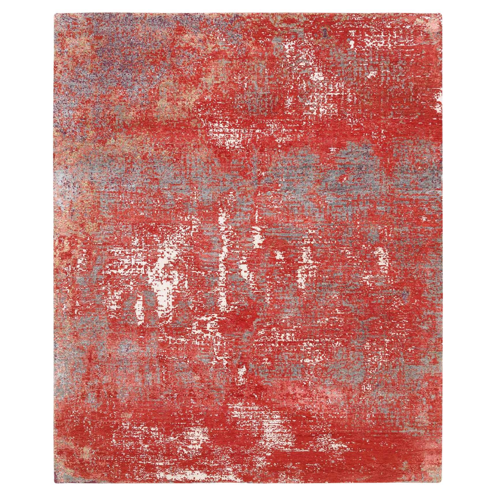 8'x10' Rouge Design Modern Rug Nepale Weave Wool and Silk Hand Knotsted