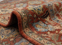 8x10 Red Rust Persian Kerman Sickle Hand Knotted Rug (G-11386)