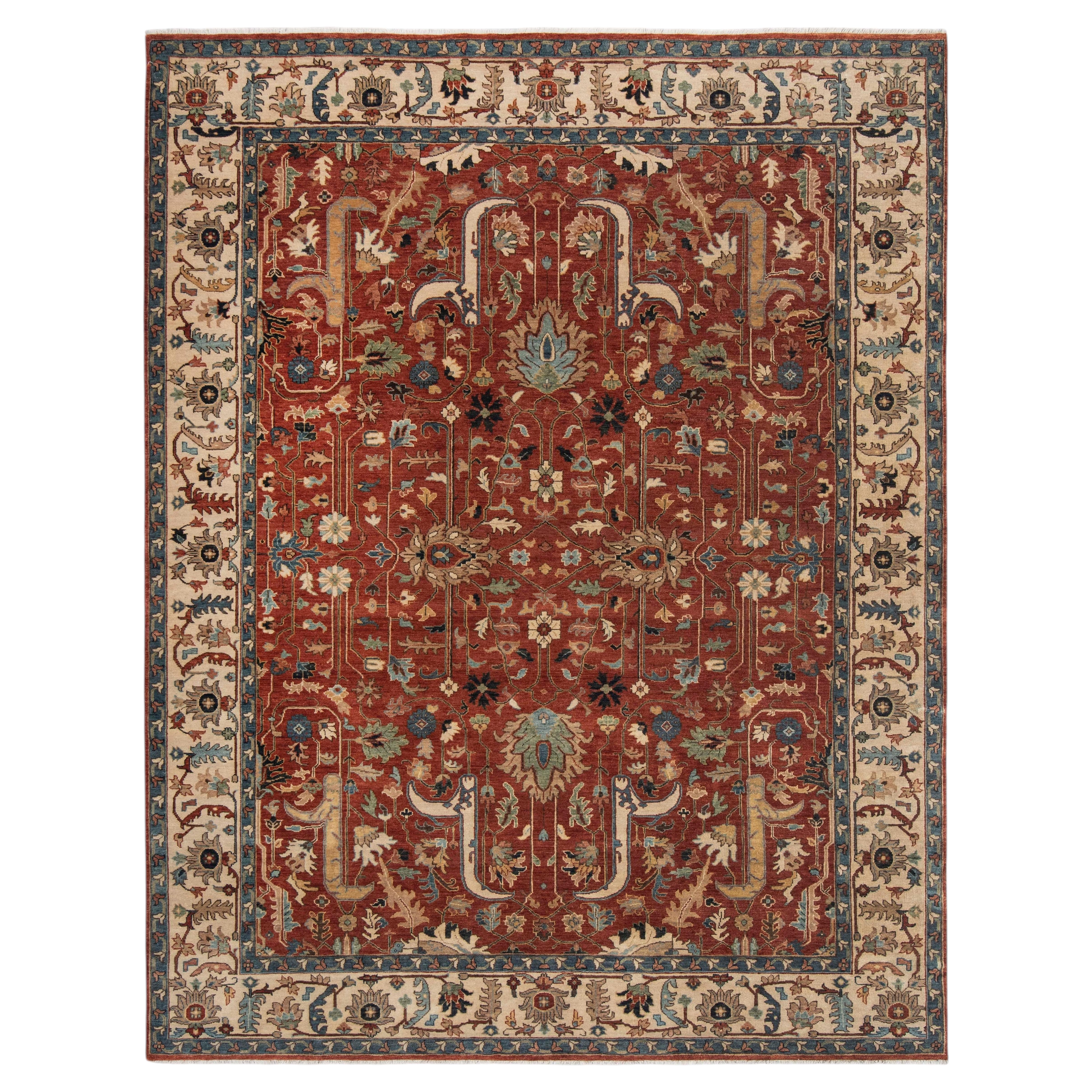 8x10 Red Rust Persian Serapi Hand Knotted Wool Rug ( G-12284)