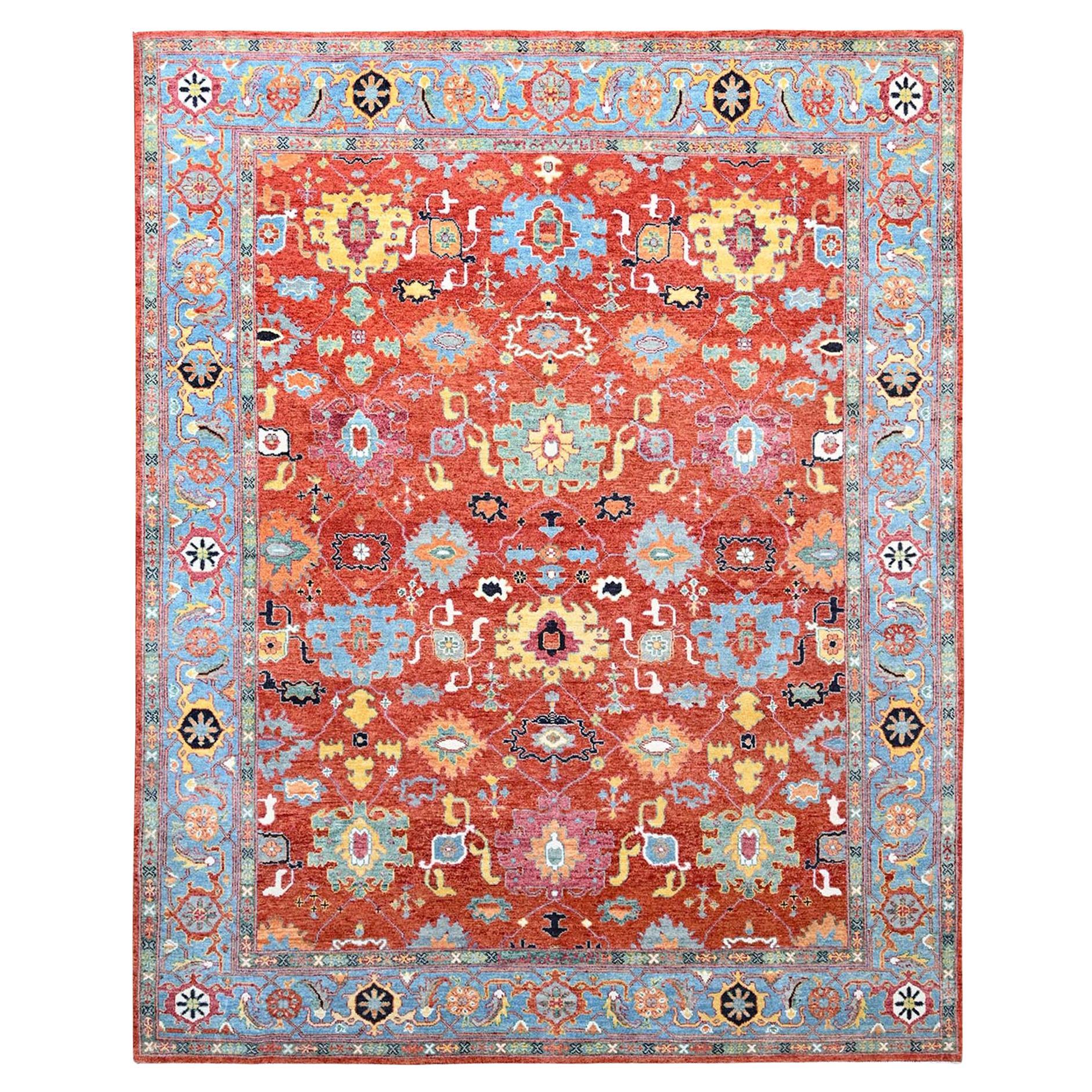 8'x10' Red Seeripe Heris Colorful Motifs 100% Wool Hand Knotted Oriental Rug