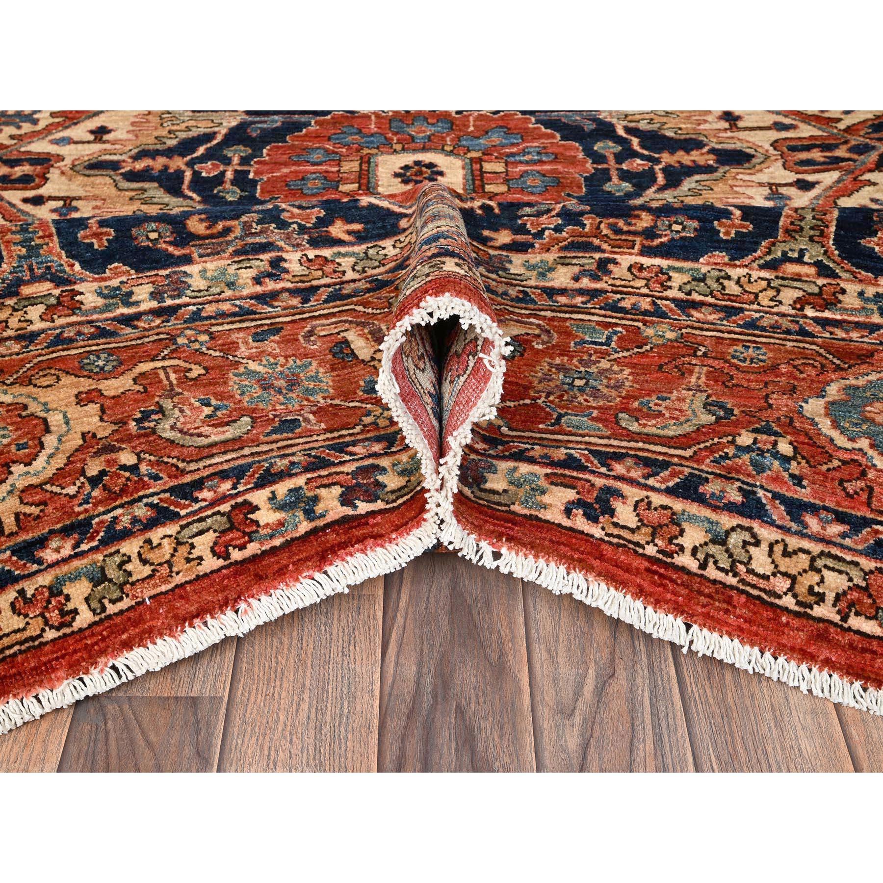 XXIe siècle et contemporain 8'x10' Tapis tout laine noué à la main Serapi Heriz rouge avec grand motif de médaillon