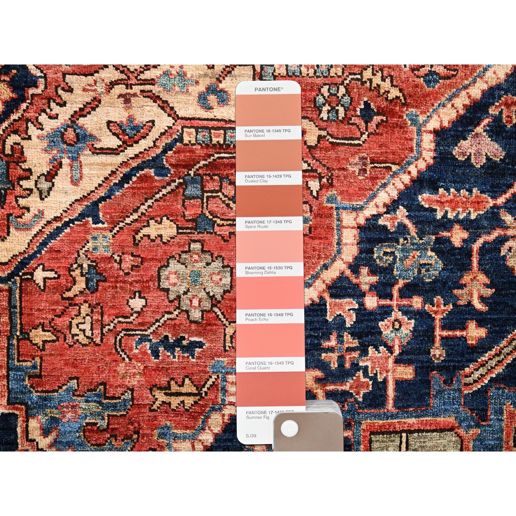 8'x10' Tapis tout laine noué à la main Serapi Heriz rouge avec grand motif de médaillon 1