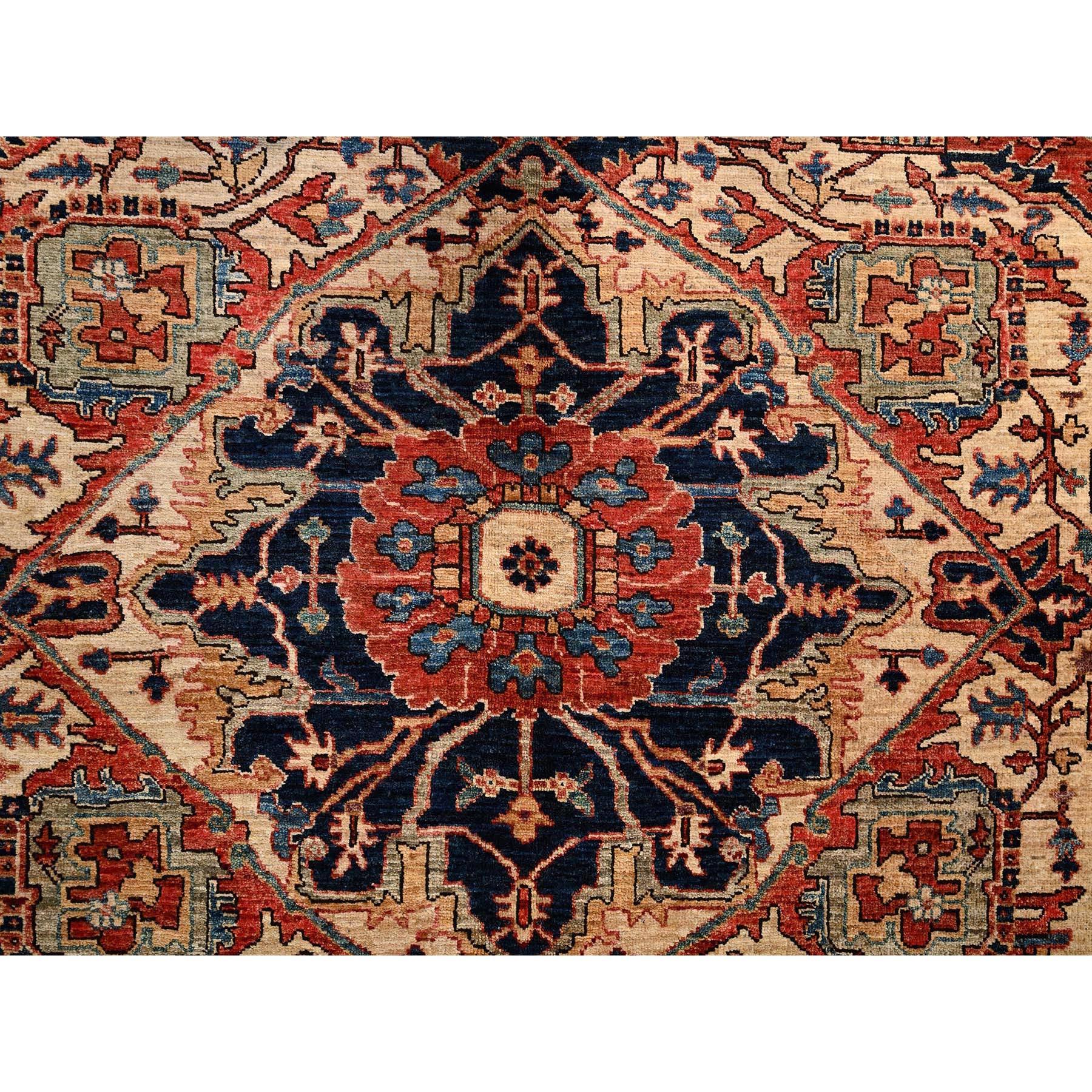 8'x10' Tapis tout laine noué à la main Serapi Heriz rouge avec grand motif de médaillon 2