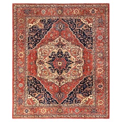 8
x10
 Tapis tout laine noué à la main Serapi Heriz rouge avec grand motif de médaillon