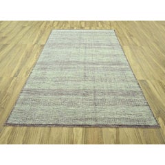 8'x10' Red with Ivory Hand Knotted Oxidized Distressed Grass Design Wool Rug