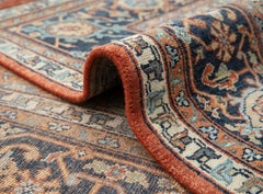 8x10 Rust Navy Persian Hand Knotted Wool Rug ( G-13963)