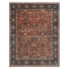 8x10 Rust Navy Persian Hand Knotted Wool Rug ( G-13963)